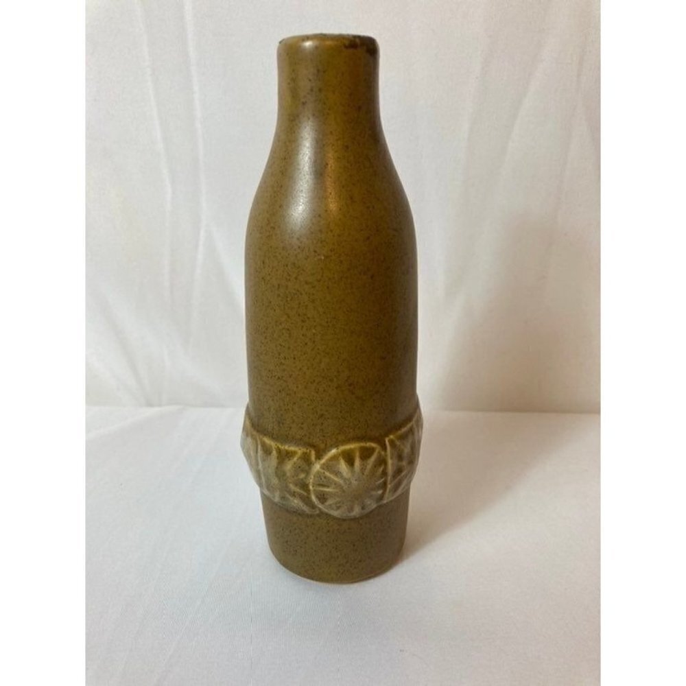 Vintage McCoy 1954 Mid Century Modern Pottery Ceramic Bottle Vase Brown 8"